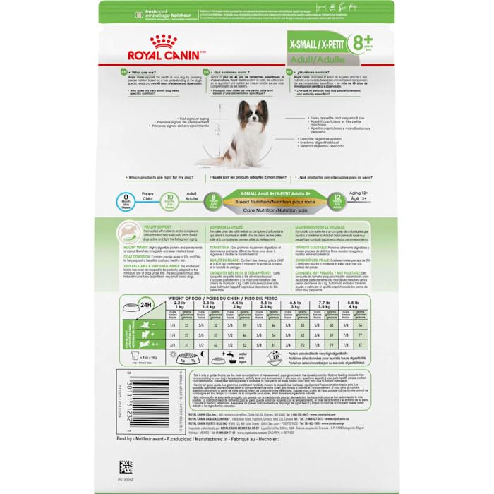 Royal Canin X-Small Adult 8+ Dry Dog Food, 2.5 lb bag