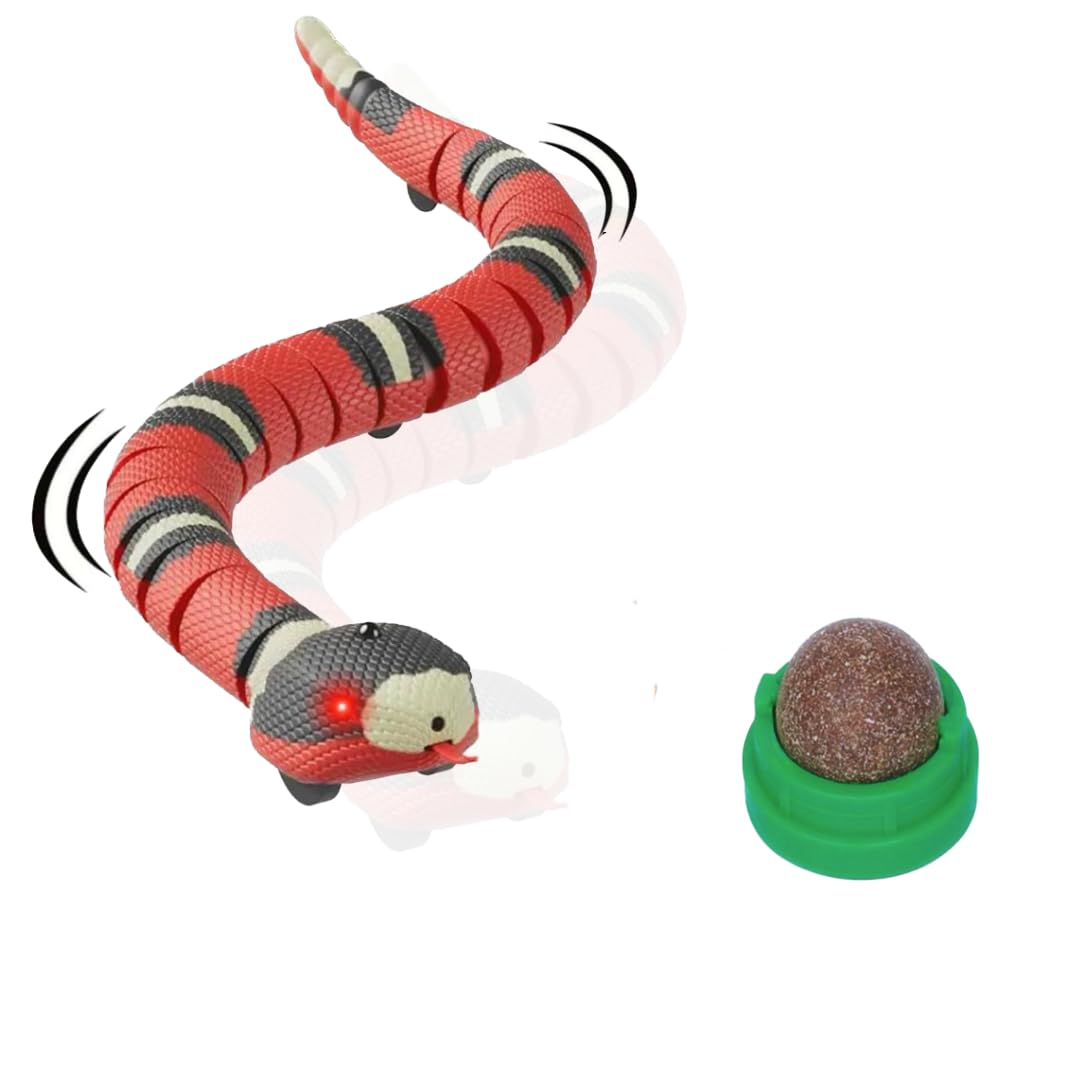 Interactive Electric Snake Cat Toy - Rechargeable Moving Robot For Bored Kittens & Adult Cats - Catnip-Infused Indoor Pet Toys F