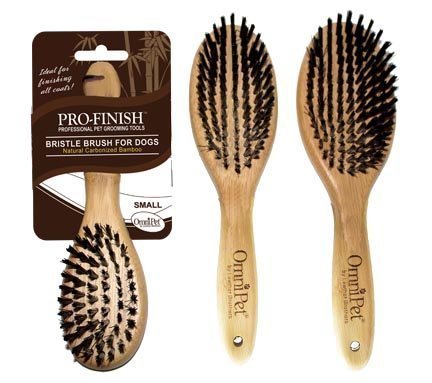 Omnipet Pro-Finish Bristle Grooming Brush With Carbonized Bamboo Handle, Small, 7.5''