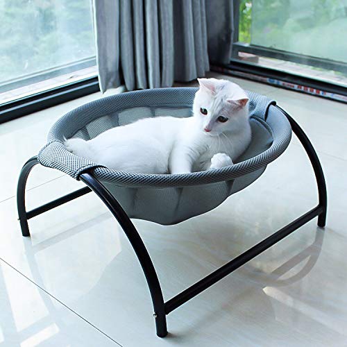 Junspow Cat Bed Dog/Pet Hammock Bed Free-Standing Sleeping Bed Pet Supplies Whole Wash Stable & Breathable Easy Assembly Indoors Outdoors, 17.7 In X 15.5 In X 9.1 In