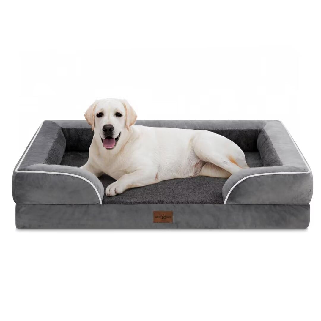 Comfort Expression Dog Beds For Extra Large Dogs, Waterproof Orthopedic Dog Bed Jumbo Breed, Pv Washable Dogs Sofa With Removabl