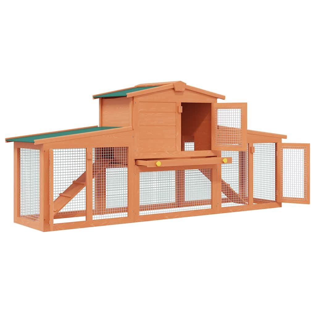 vidaXL Large Wooden Rabbit Hutch with 2 Runs - Sturdy Small Animal Pet Cage with Weatherproof Design and Easy-Clean System, Perfect for Rabbits and Other Small Pets