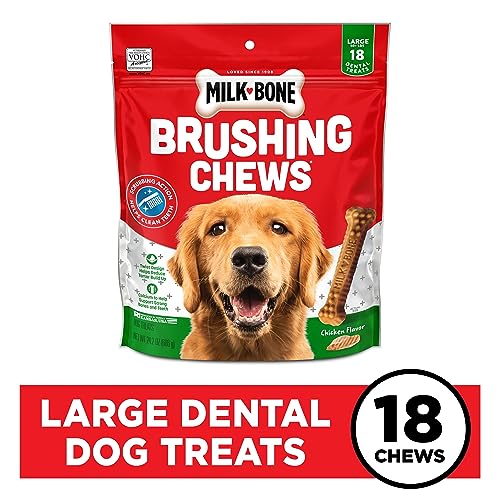 Milk-Bone Original Brushing Chews 18 Large Daily Dental Dog Treats Scrubbing Action Helps Clean Teeth