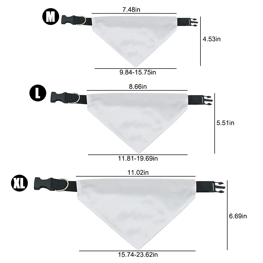 Zuyyon 6 Pcs Sublimation Blank Dog Bandana Collar Solid White Diy Pet Bandana With Removable Collar Dog Triangle Scarf With Adju