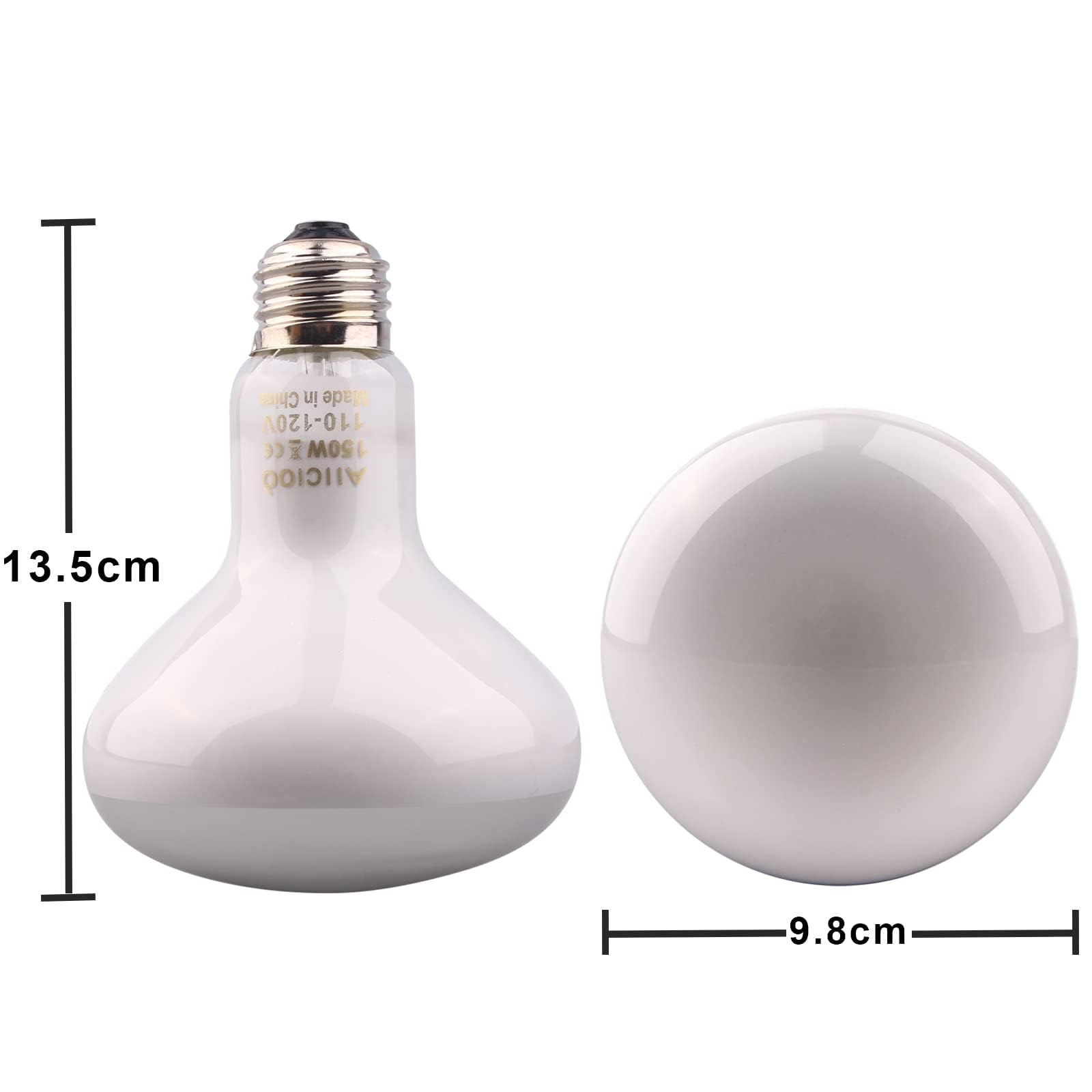 Aiicioo Reptile Basking Light Bulb - 150W Reptile Heat Lamp 2 Pack UVA Daylight Amphibians Basking Bulb for Bearded Dragon Turtl