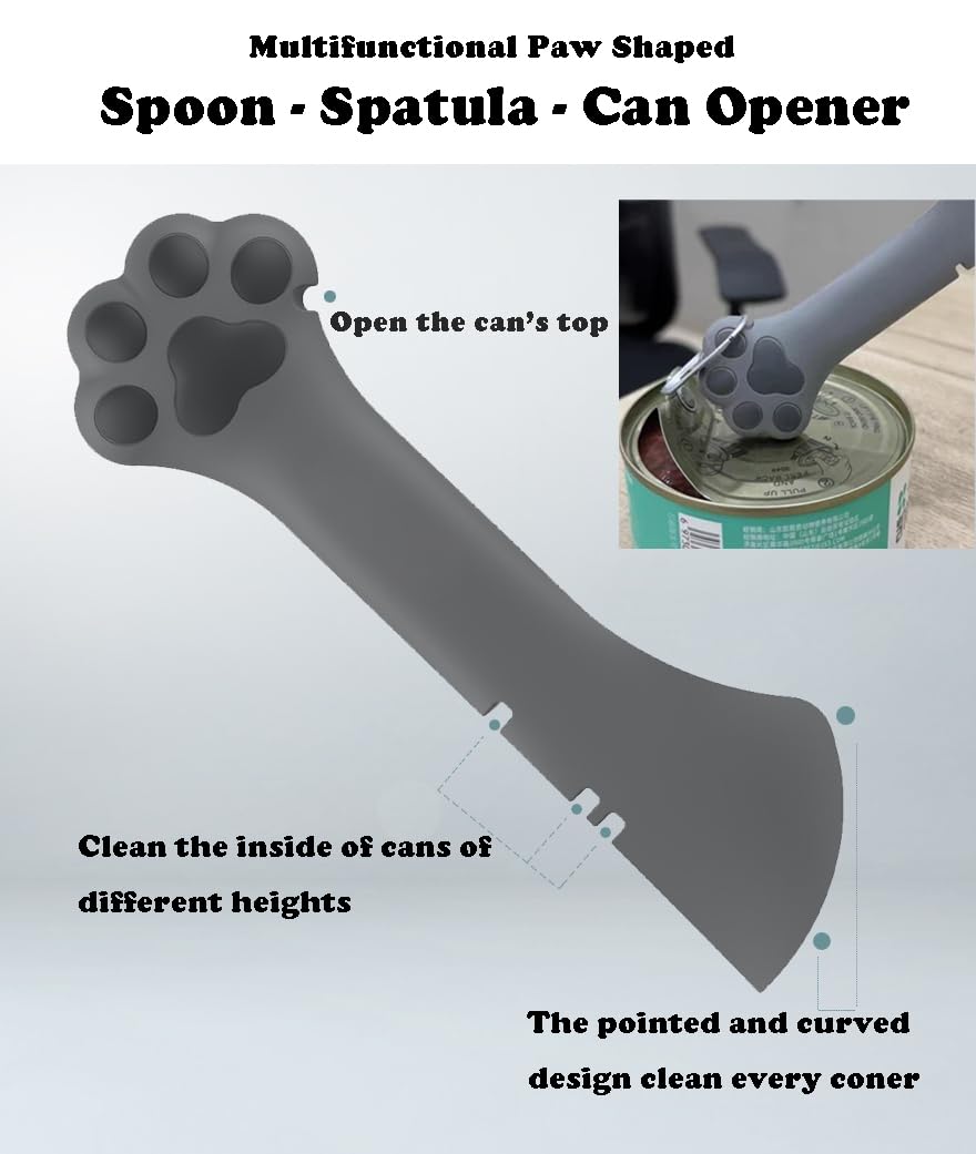 Joyinjojo 2 Pack Dog Cat Food Spoon Spatula, Cute Paw Pet Can Opener Mixing Spoons for Dog Cat Wet Food, Small Silicone Spatula