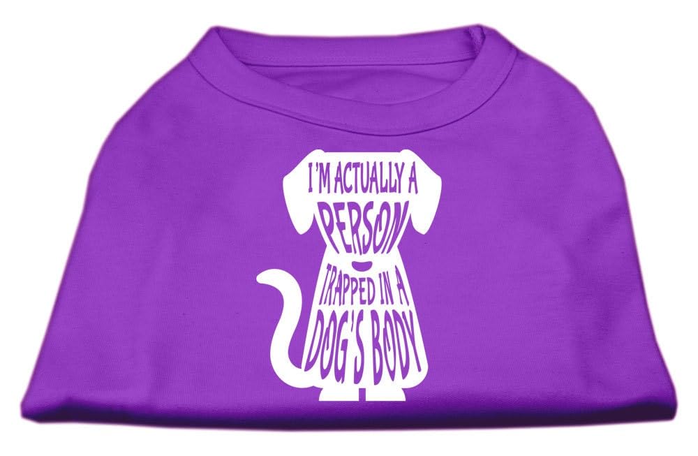 Pet Dog & Cat Shirt Screen Printed, 'Trapped In A Dog'S Body' Purple Xl (14-20 Lbs.)