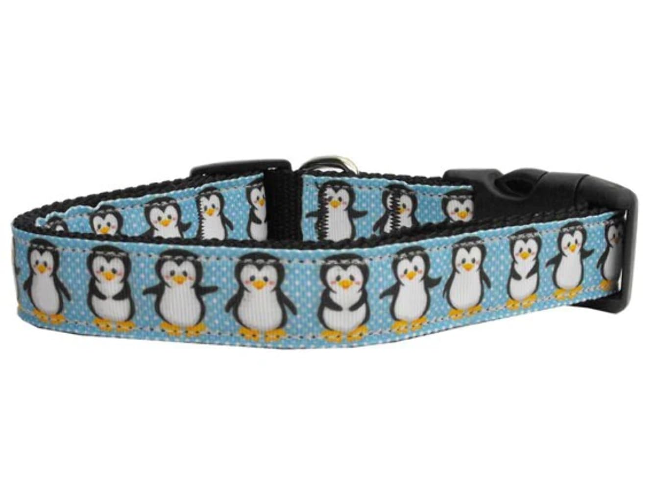 Christmas Pet Dog & Cat Nylon Collar or Leash, &quot;Penguins&quot; SM Collar