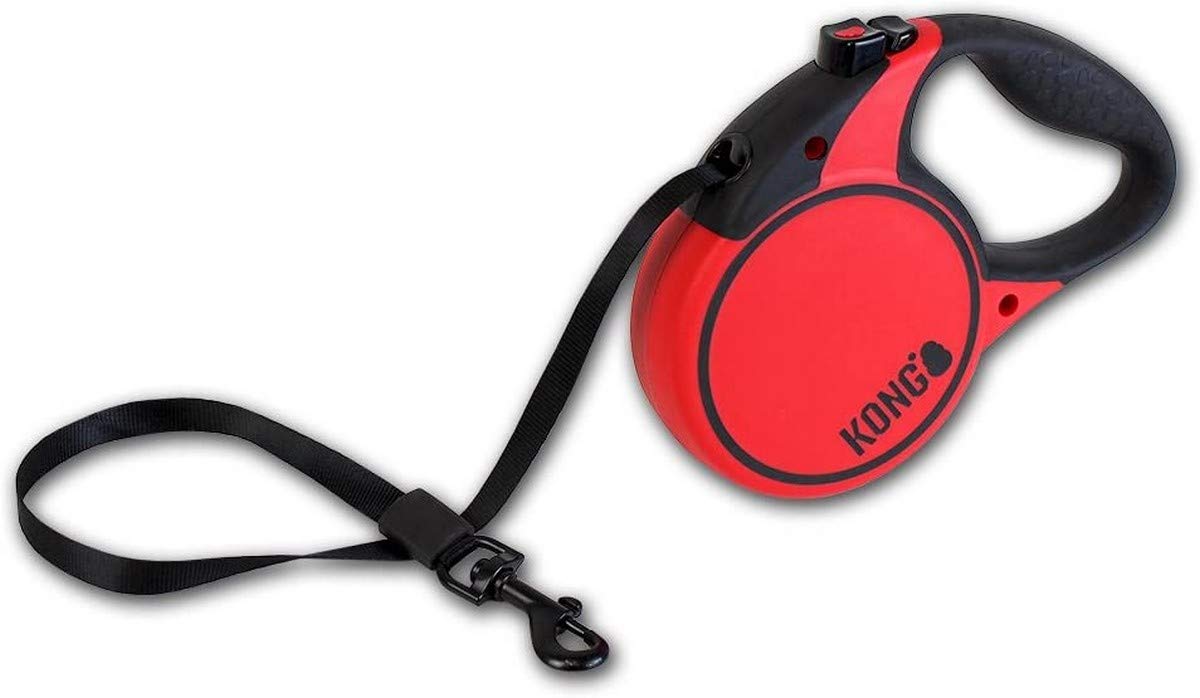 Alcott Kong Terrain Retractable Dog Leash, Medium, Red, 16' Long