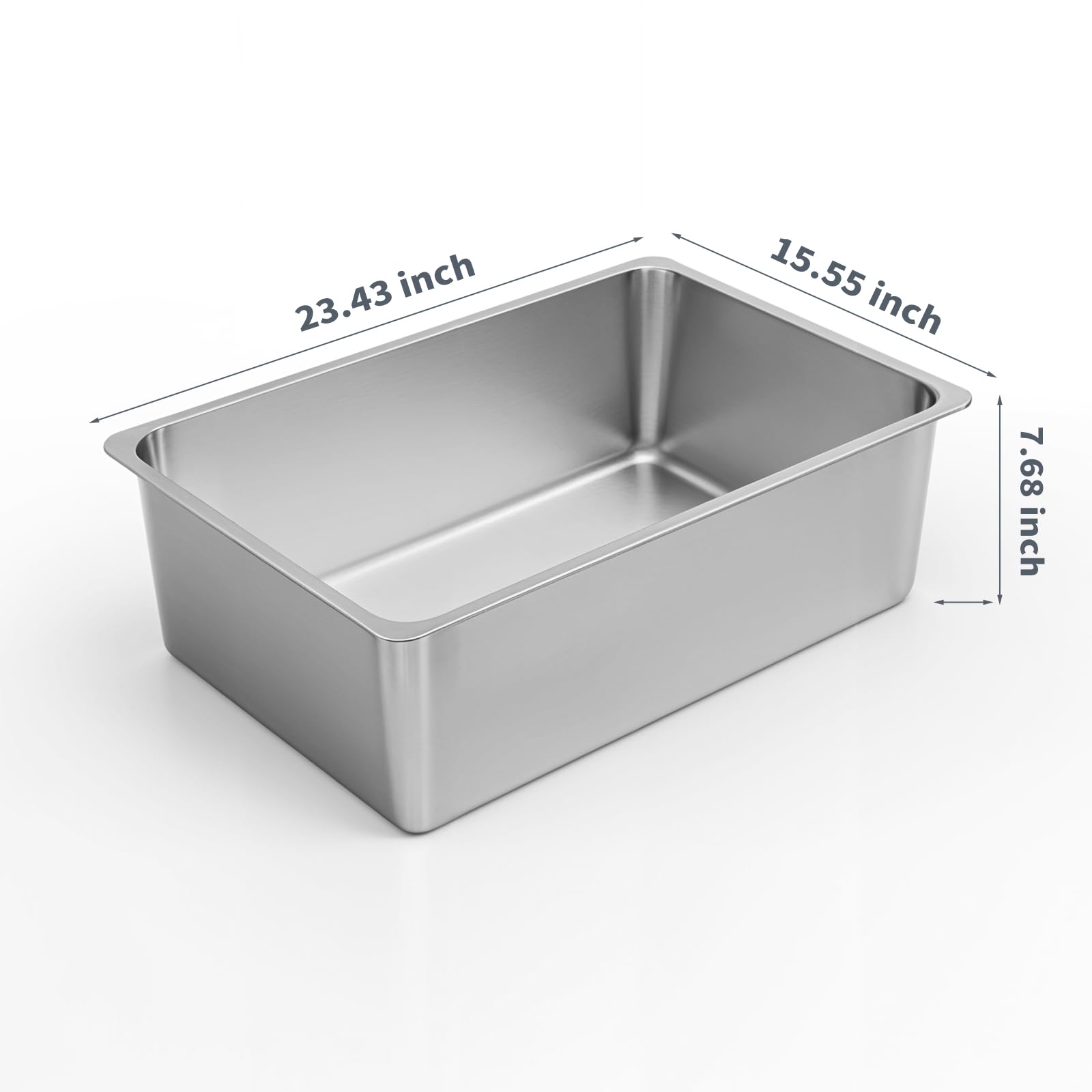 Kirecoo Stainless Steel Cat Litter Box Xxl- Metal High Sided Cat Pan, Large Stainless Steel Box, Indoor Litter Tray, Non Stick,