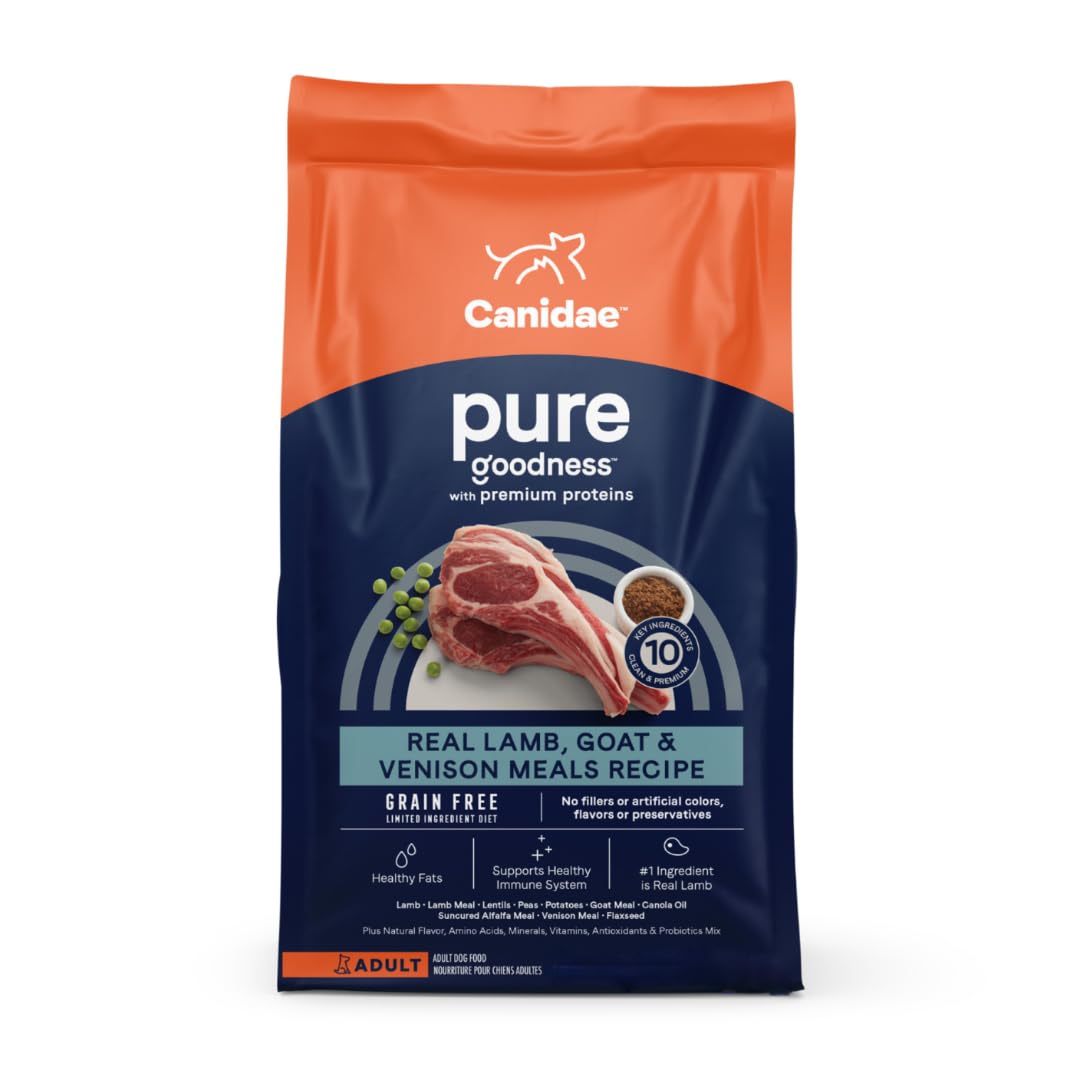 Canidae Pure Limited Ingredient Premium Adult Dry Dog Food, Real Lamb, Goat & Venison Meals Recipe, 12 lbs, Grain Free