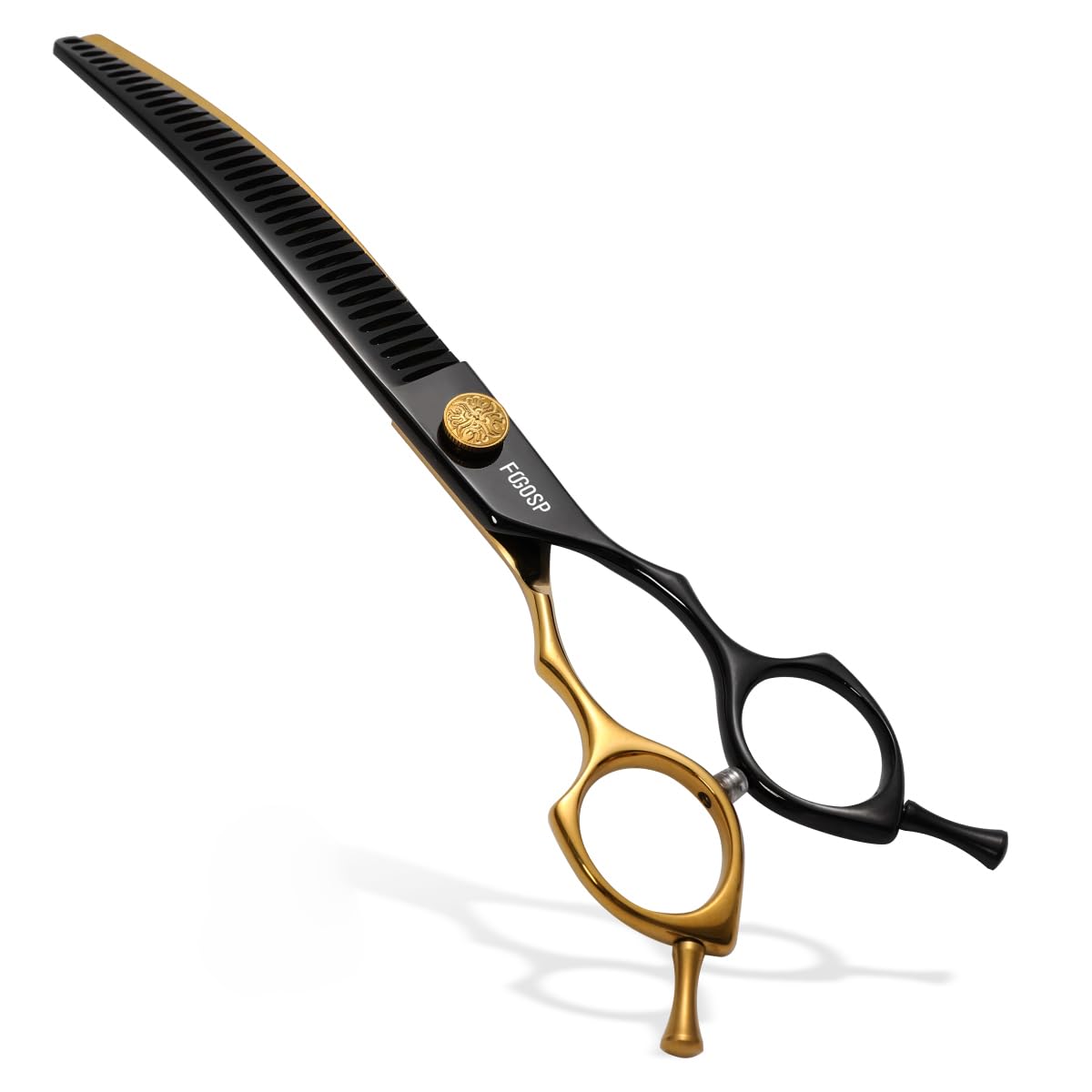 Fogosp Curved Chunkers Shears Dog Grooming 7.5 In Black & Gold Two Color Professional Curved Thinning Shears For Dog Grooming 35