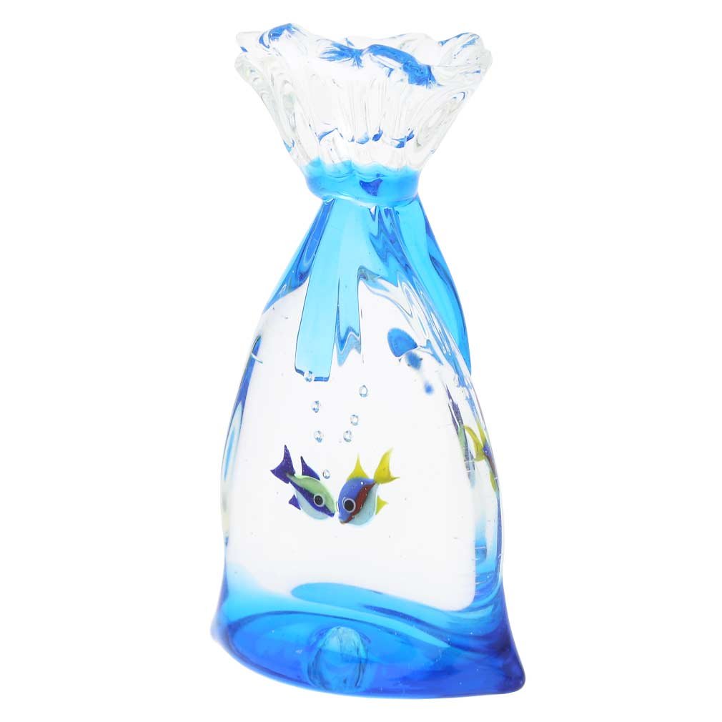 Glassofvenice Murano Glass Aquarium Bag With Two Tropical Fish