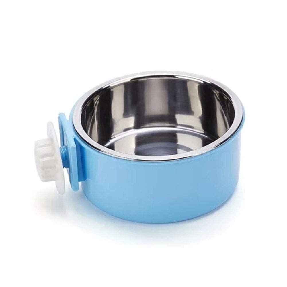Rubyhome Dog Bowl Feeder Pet Puppy Food Water Bowl, 2-In-1 Plastic Bowl & Stainless Steel Bowl, Removable Hanging Cat Rabbit Bir