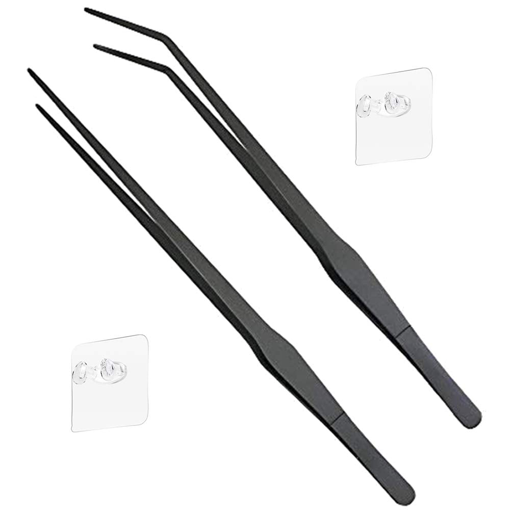 Initial Leaf Aquarium Long Tweezers 15 Inch Reptile Fish Feeding Tongs Stainless Steel Straight Curved Tweezer Long Handled Gardening Bonsai Tool Tank Aquatic Plant Saltwater Kit