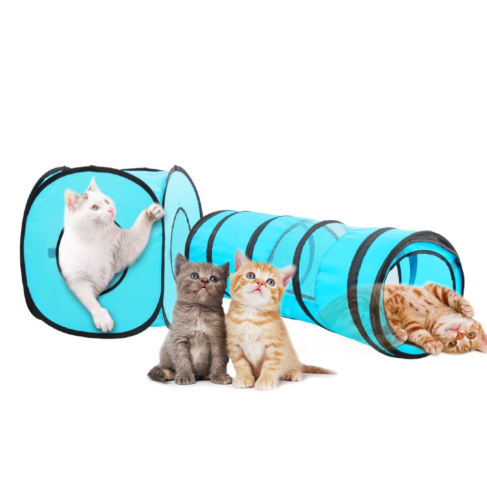 Pawise Cat Tunnel,Interactive Cat Toy,Pop Up Collapsible Cat Tunnels For Indoor Cats With Foldable Cat Cube (Tunnel Cube)