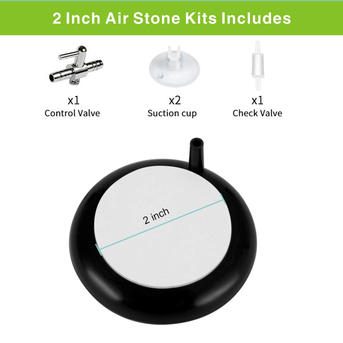 Hygger Aquarium Air Stone, Bubble Stone Fish Tank Oxygen Stone Ultra Silent Deep Dissolving Oxygen Diffuser Kit For Aquarium Fish Tank And Hydroponic (Black, 2 Inch)