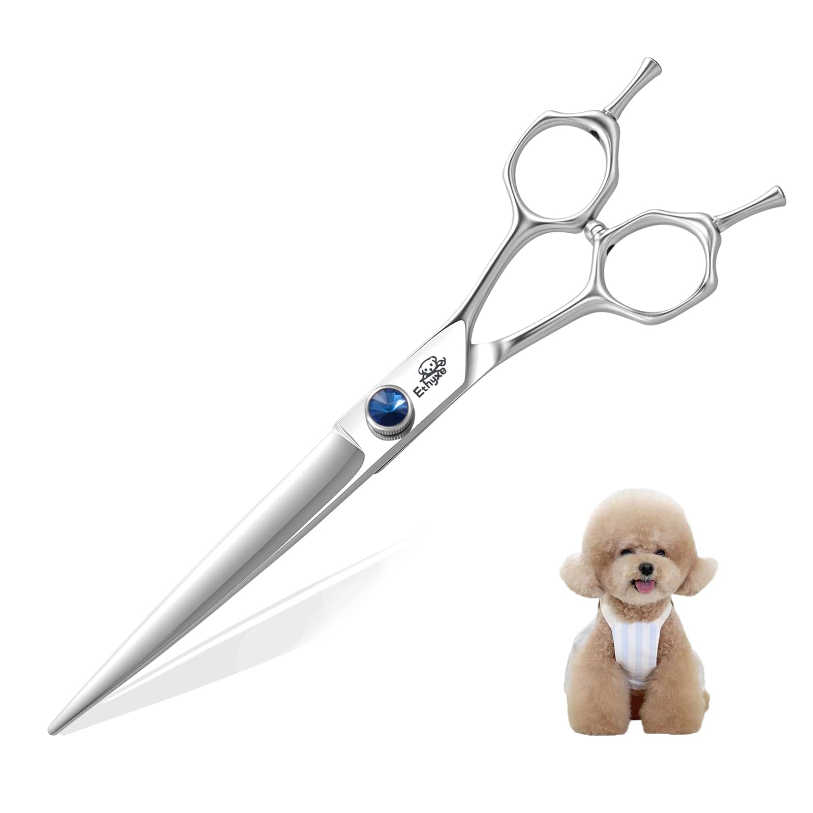 Ethyxe 7'' Dog Grooming Scissors, Premium Stainless Steel Pet Straight Shears For Dogs, Cats, And Small Animals, Sharp For Groom