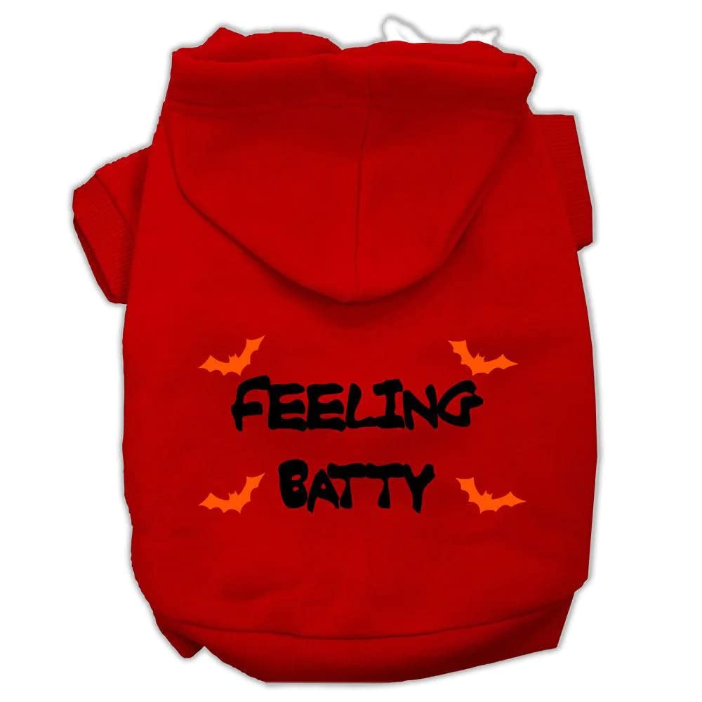 Halloween Pet, Dog & Cat Hoodie Screen Printed, 'Feeling Batty' Cream Sm (3-6 Lbs.)