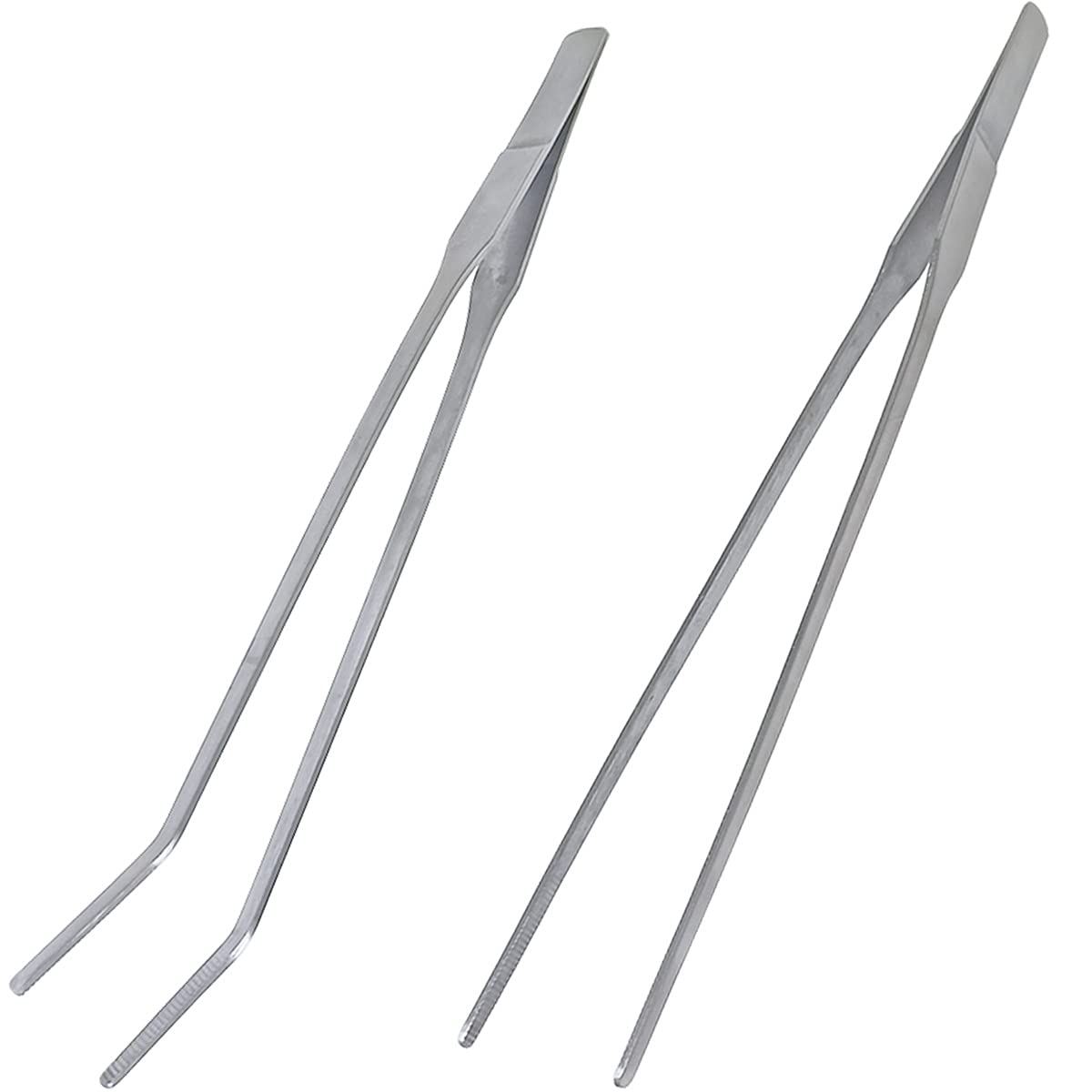 2 Pcs Feeding Tongs, Aquarium Tweezers Stainless Steel Straight And Curved Tweezers Set 27Cm/10.6 Inches Aquascaping Tools For H
