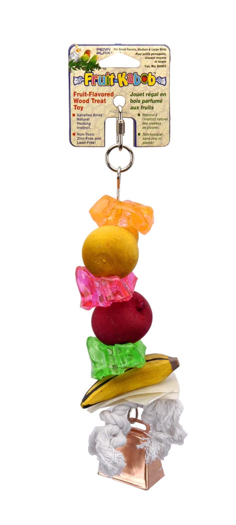 Penn-Plax Bird-Life Fruit Kabob Bird Toy With Bell – Various Textures, Materials, And Colors – Great For African Greys, Medium Birds, And Small Parrots – Large