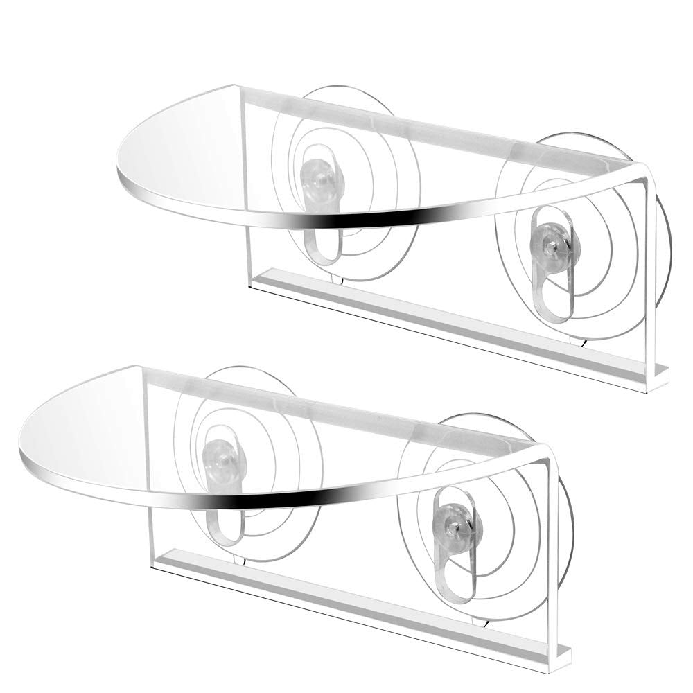 2Pack Aquarium Shelf,Transparent Acrylic Ledge Plants Holder for Substrate and Live Plants,with Strong Suction Cups for Fish Tan