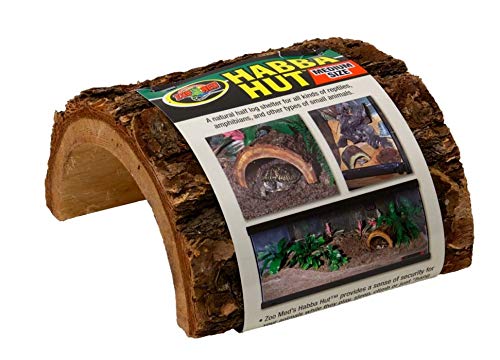 Zoomed Medium Habba Hut Reptile Hide - Half Natural Wood Log Hide for Reptiles & Includes DBDPet Pro-Tip Guide