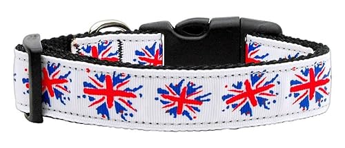 Mirage Pet Products Graffiti Union Jack UK Flag Nylon Ribbon Collar for Pets, Medium