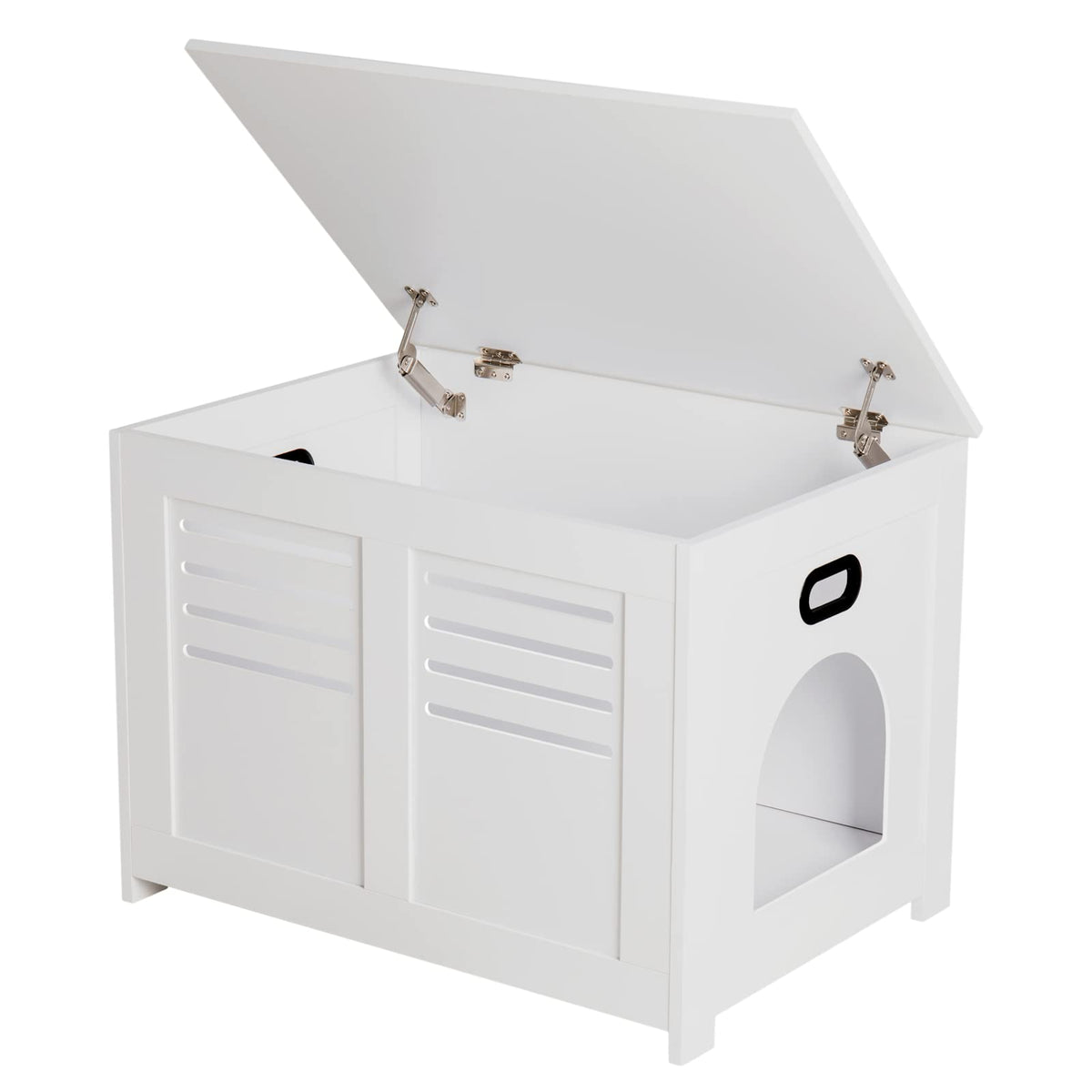 Dinzi Lvj Hidden Cat Litter Box Enclosure, Flip Top Cat Washroom Furniture, Good Ventilation, Entrance Can Be On The Left Or Right, Enclosed Cat Litter House Side Table For Most Of Litter Box, White