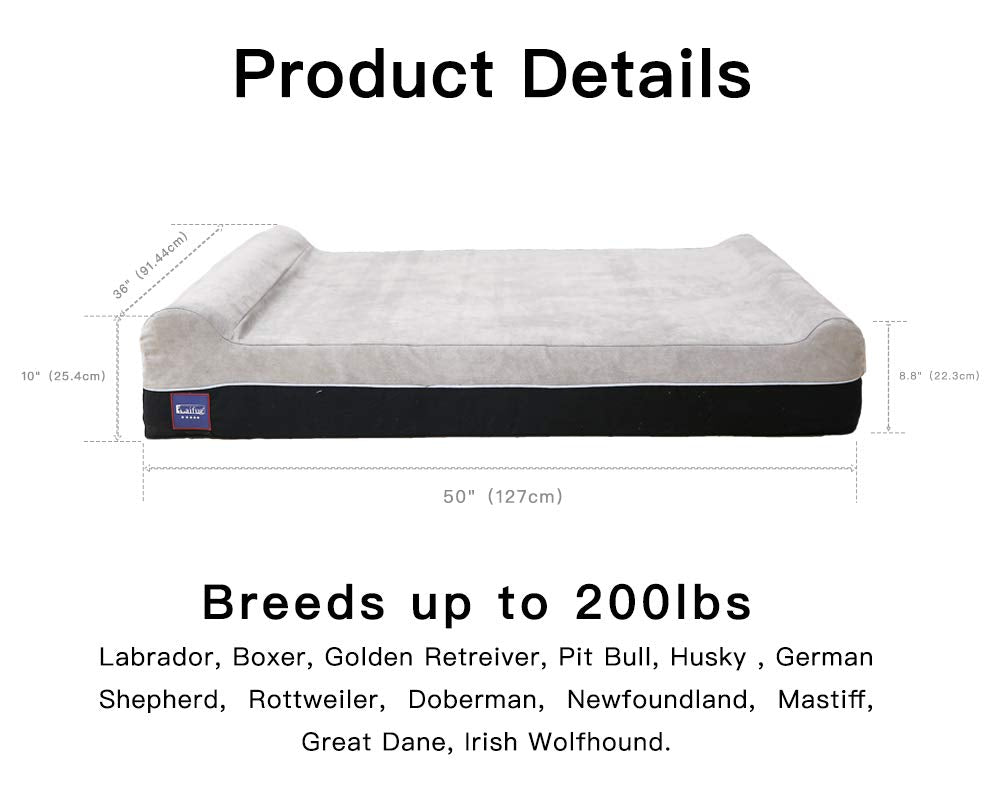 Laifug Extra Large Pet/Dog Bed Removable Washable Cover (Jumbo Replacement Cover (50'X36'X10') Slate Grey)