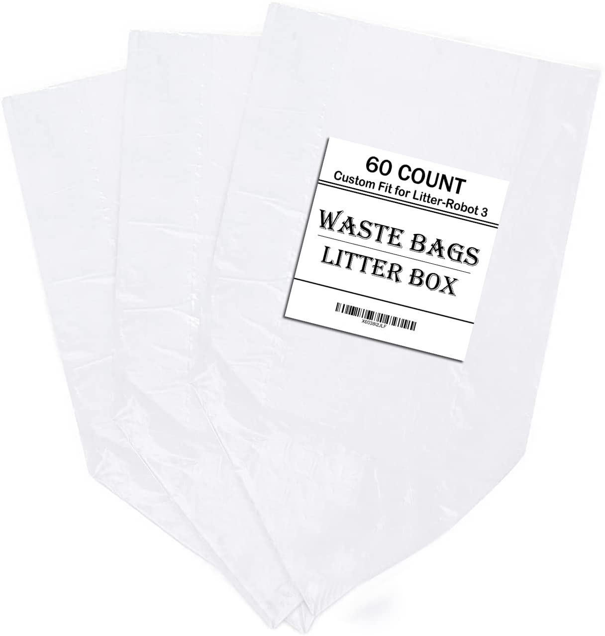 Wecation Replacement Waste Drawer Liners Compatible With Litter Bag Robot 3 4, 60 Count Waste Bags, 9-11 Gallons