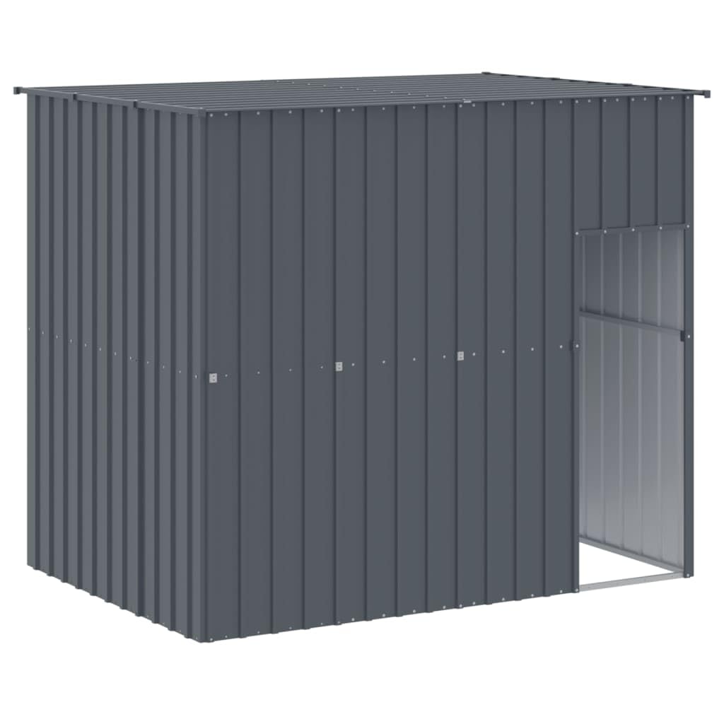 vidaXL Dog House, Dog Kennel with Run, Dog Cage with Lockable Door and Latch, Pet House for Small Animals, Anthracite Galvanised Steel