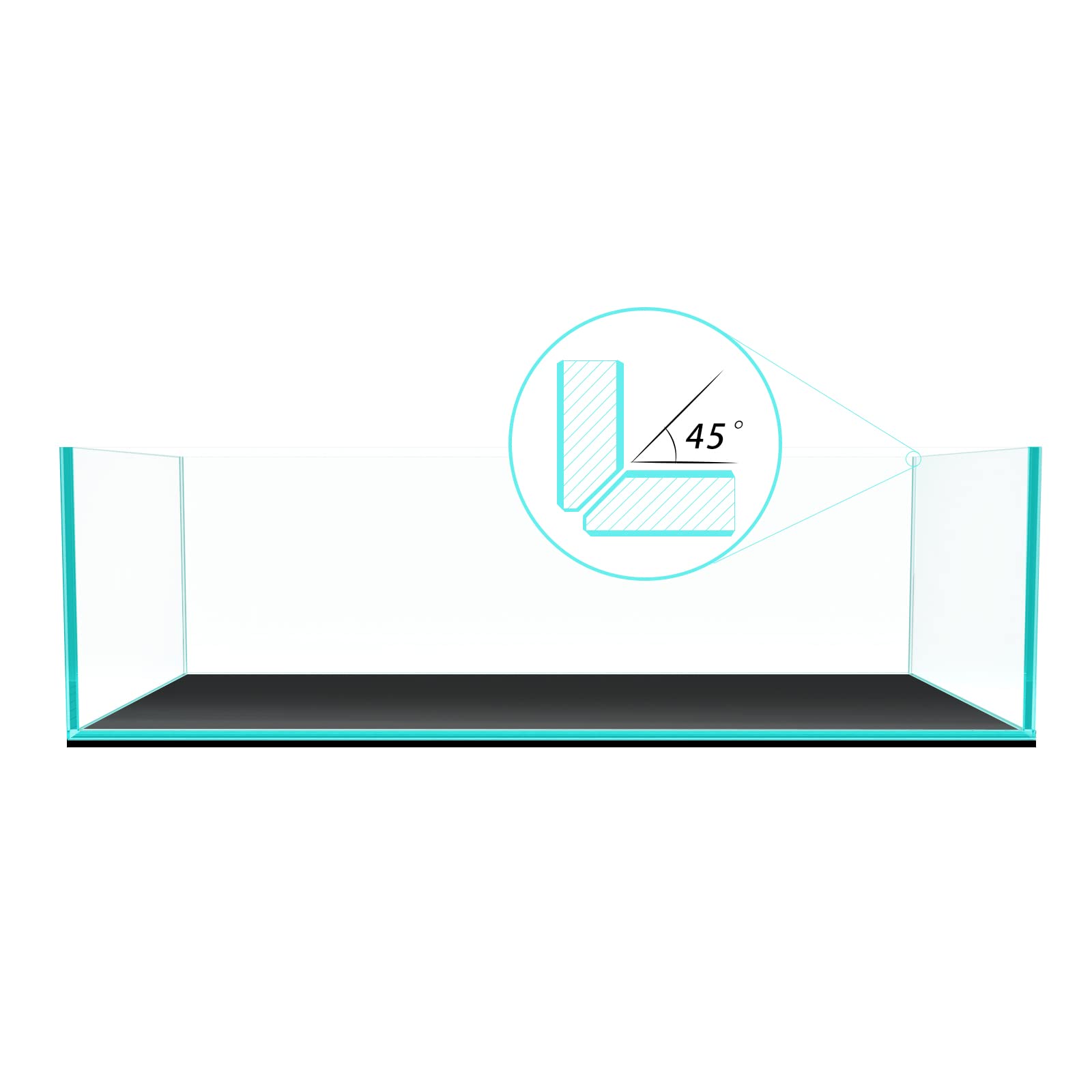 Fzone 9Gal Sharrow Rimless Low Iron Fish Tank Nova Clear Ultra-White 45 Mitered Edges Translucent Glass Anata Series Aquarium W/