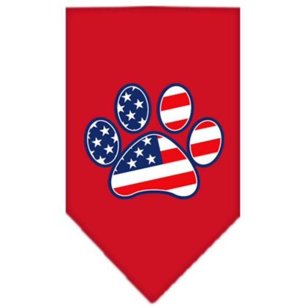 Pet and Dog Bandana Screen Printed, &quot;Patriotic Paw&quot; Red Small