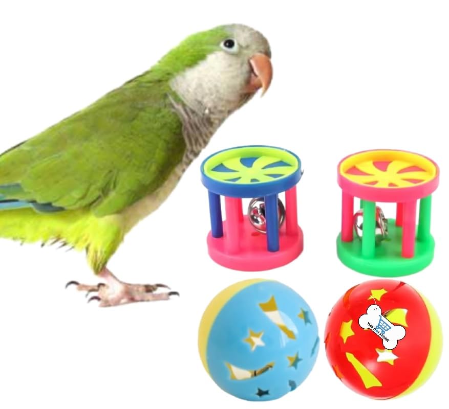Cozy Puppies Pet Parrot Toy Plastic Colorful Birds Ball For Budgie African Grey Cockatoo Cockatiel Sun Conures Rabbit Cat 4Pc Co
