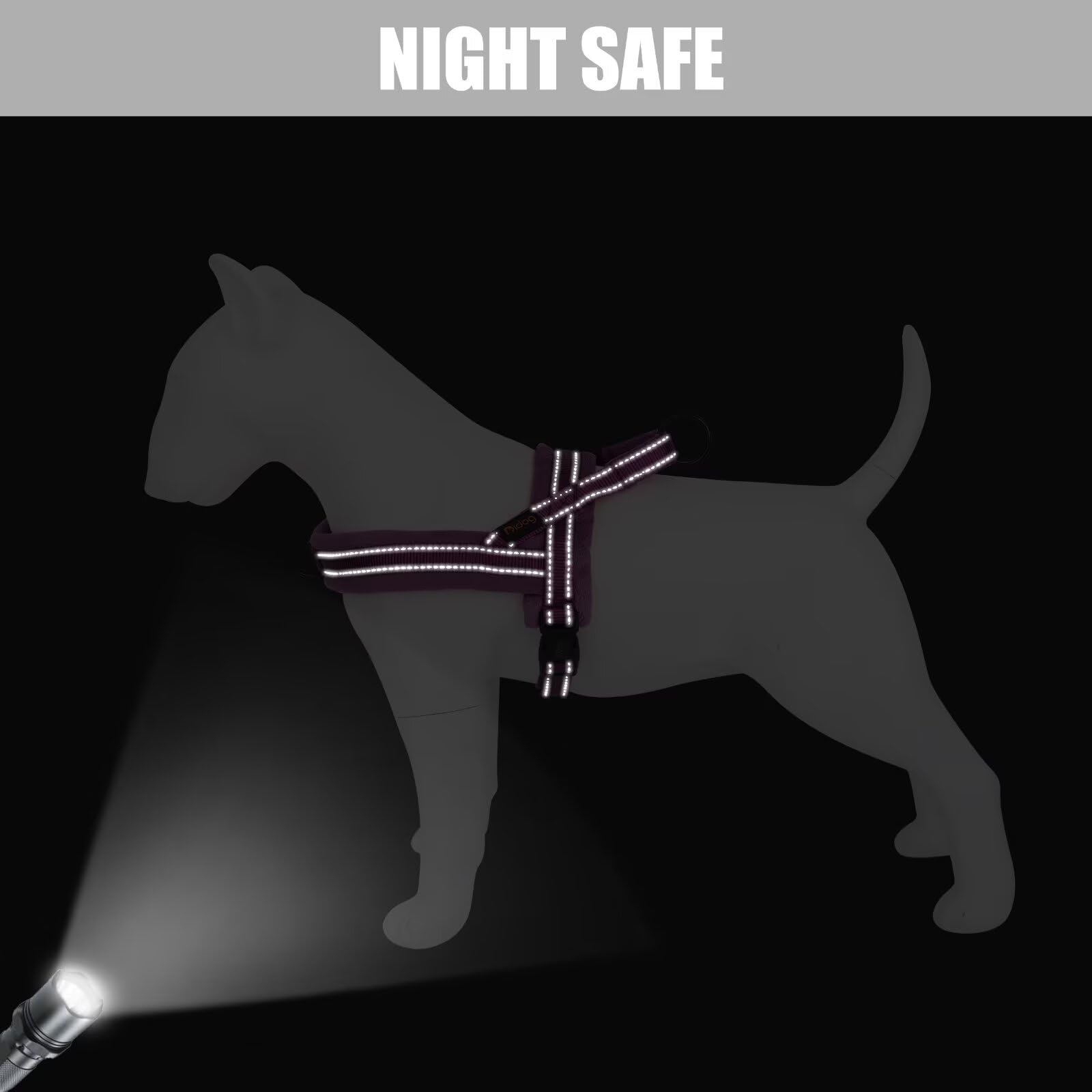 Didog Soft Flannel Padded Dog Vest Harness,Escape Proof/Quick Fit Reflective Dog Strap Harness, Easy For Training Walking(L:Ches