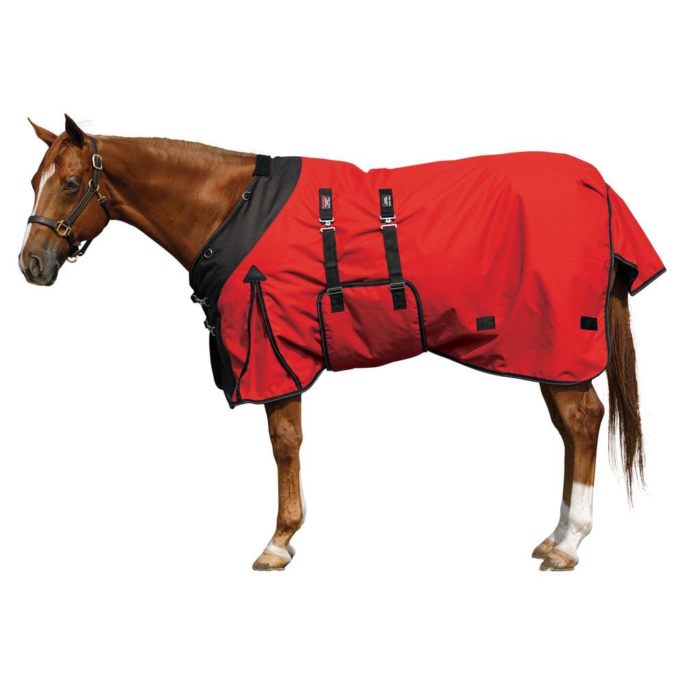 STORM SHIELD Winter Horse Turnout Blanket - Light Play | Size 72 - Red | Medium Weight - 220 Grams | 1200 Denier | Contour Colla