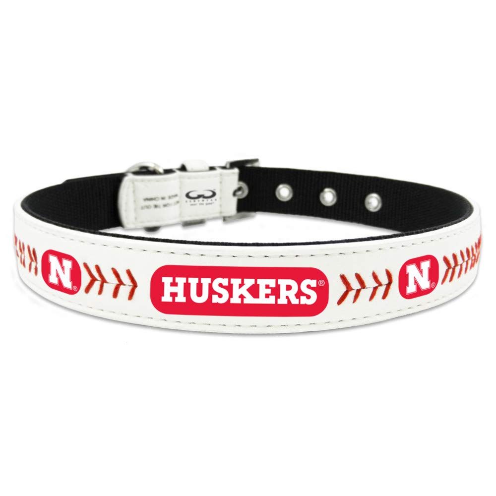 NCAA Nebraska Cornhuskers Pet CollarClassic Baseball Leather Medium, Multicolor, Medium