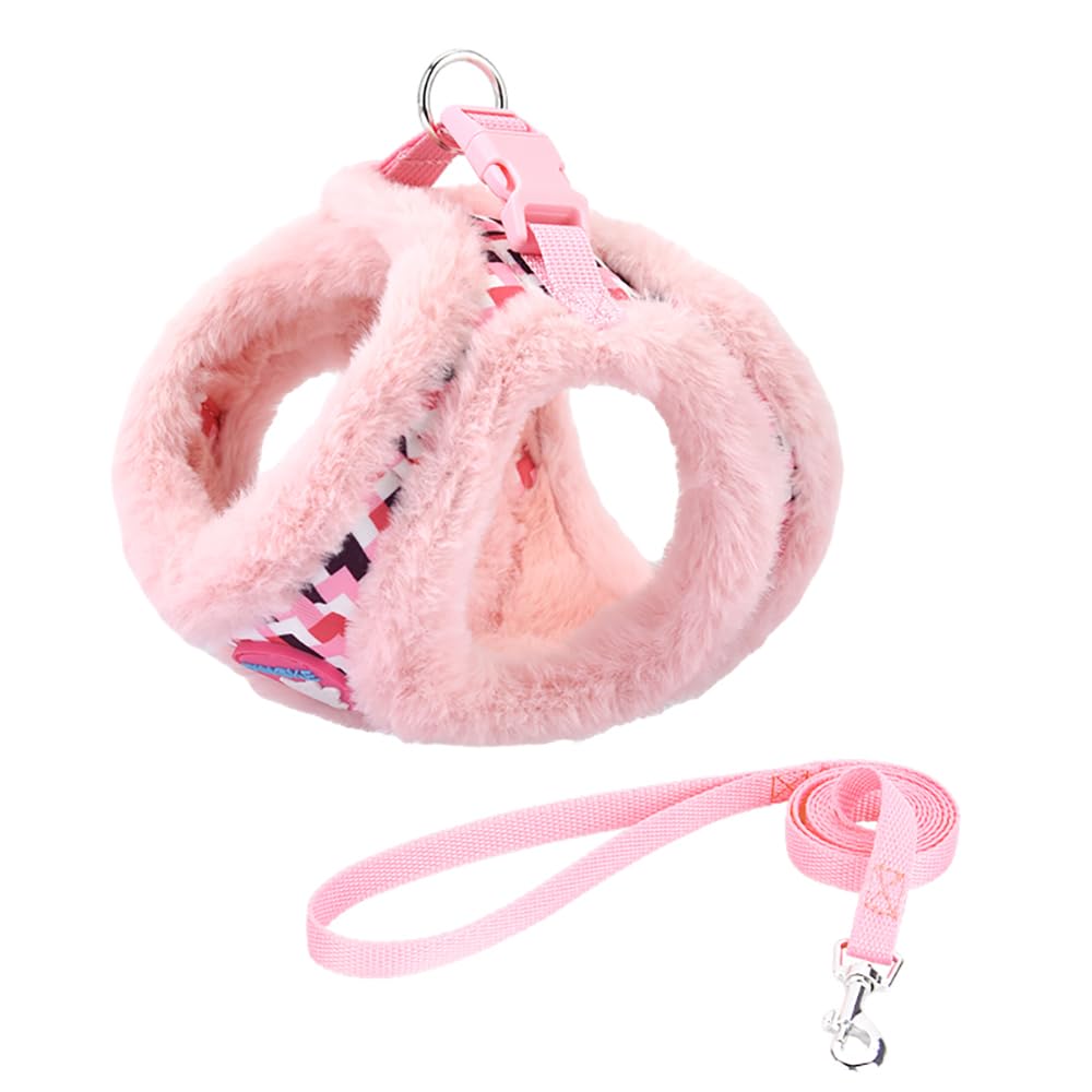 Small Dog Harness And Leash Set, Winter Warm Dog Vest Harness, Soft Plush Padded Puppy Harness With Quick Release Buckles For Wa