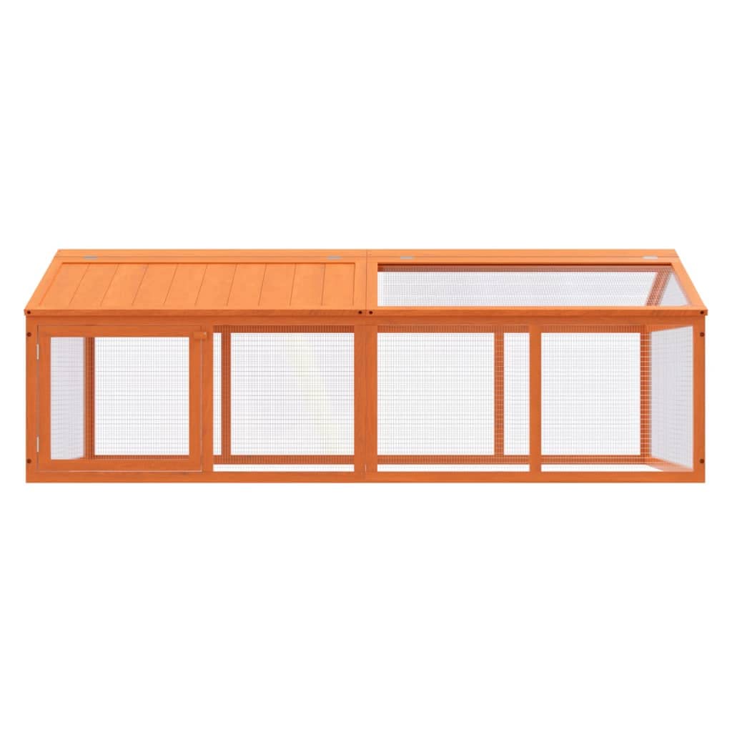 Vidaxl Small Animal House/Rabbit Hutch Run Box - Solid Pine Wood, Brown, 78.7 X 44.3 X 29.1 In.