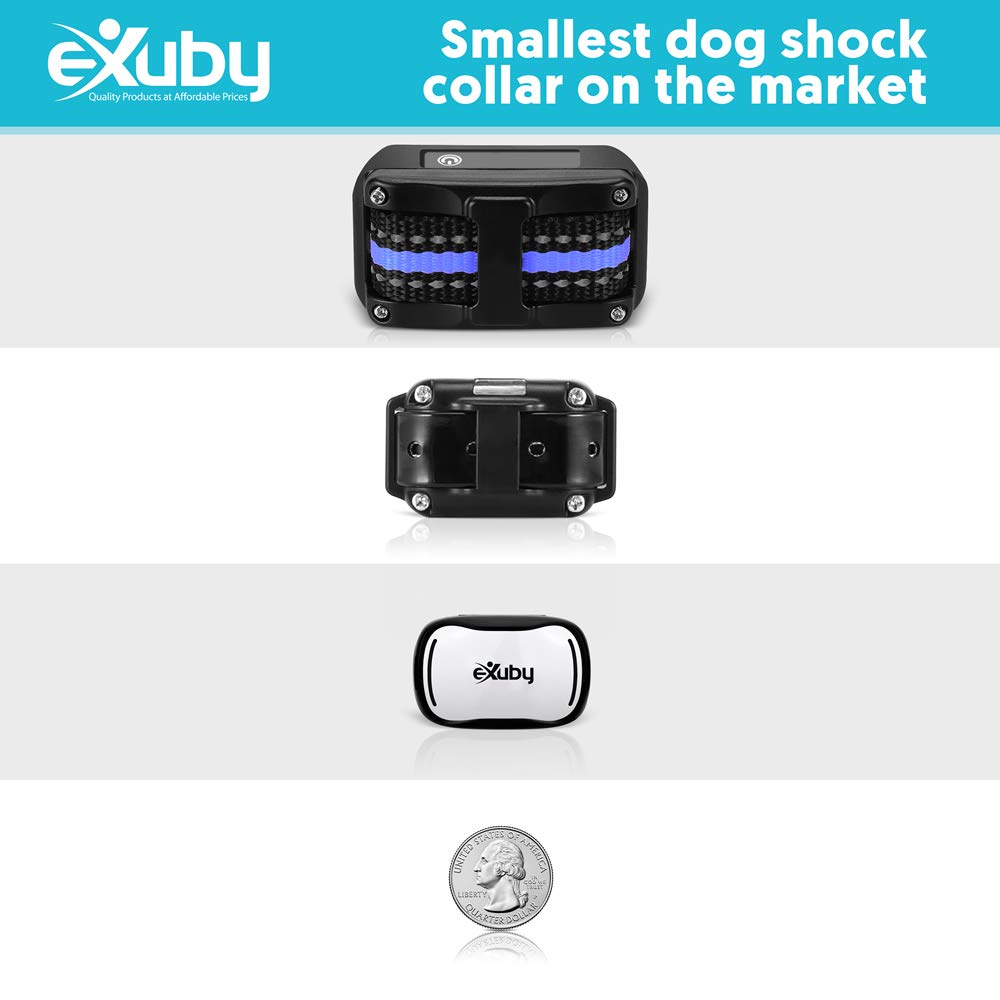 eXuby Tiny Dual Shock Collar - Small, Water-Resistant, Rubber - 9 Intensity Levels - White Remote