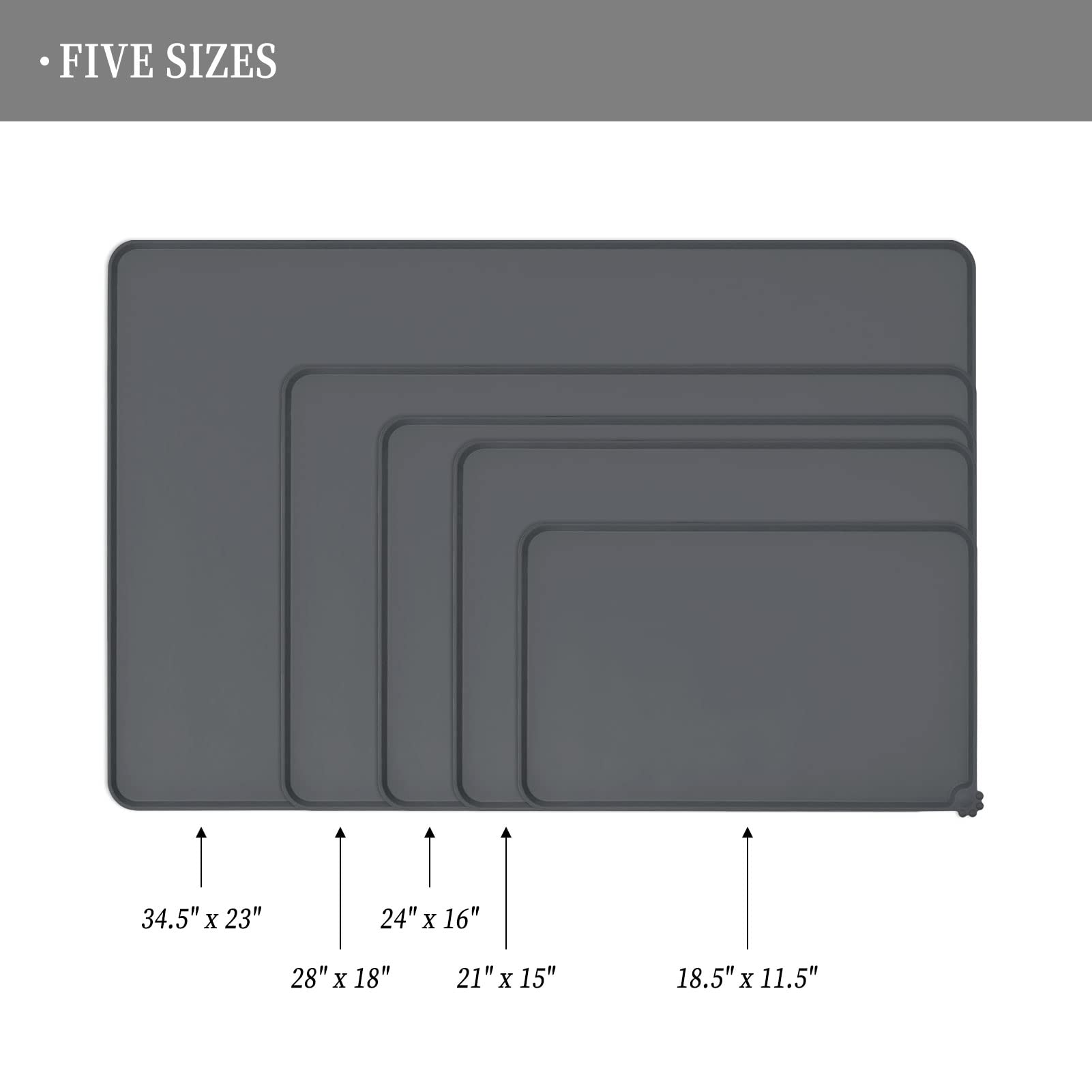 Reopet Waterproof Pet Feeding Mat With High Raised Edges, Heavier And Thicker Placemats For Cat Dog Water Bowl, Bpa Free Silicon