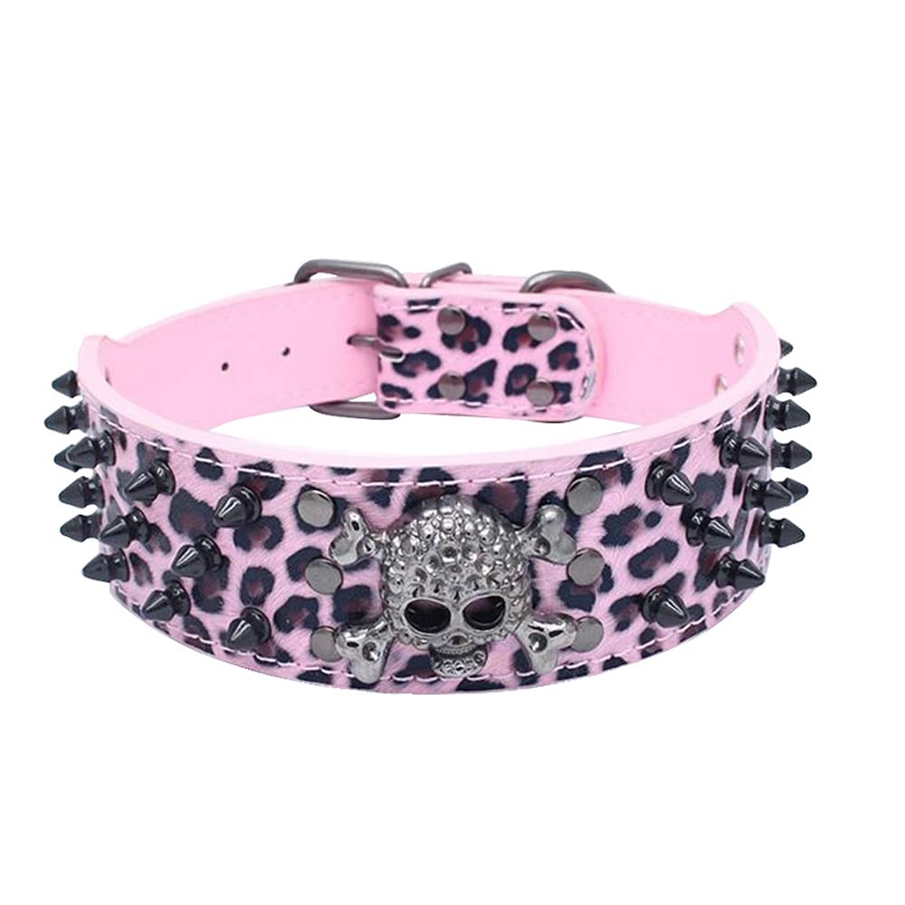 Serijoars Spiked Studded Dog Collar, Pu Leather Dog Collar, Adjustable Pet Collars For Medium Or Large Breed Pet (M, Leopard2)