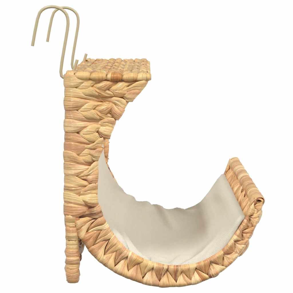 Cat Bed with Cushion Water Hyacinth 14.6&quot;x7.9&quot;x7.9&quot;