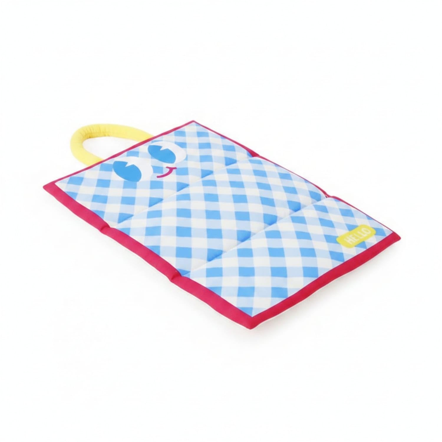 Checkered Waterproof Pet Mat Rounded Edges Quilted Pet Mat, Blue Red Plaid, 50x70cm