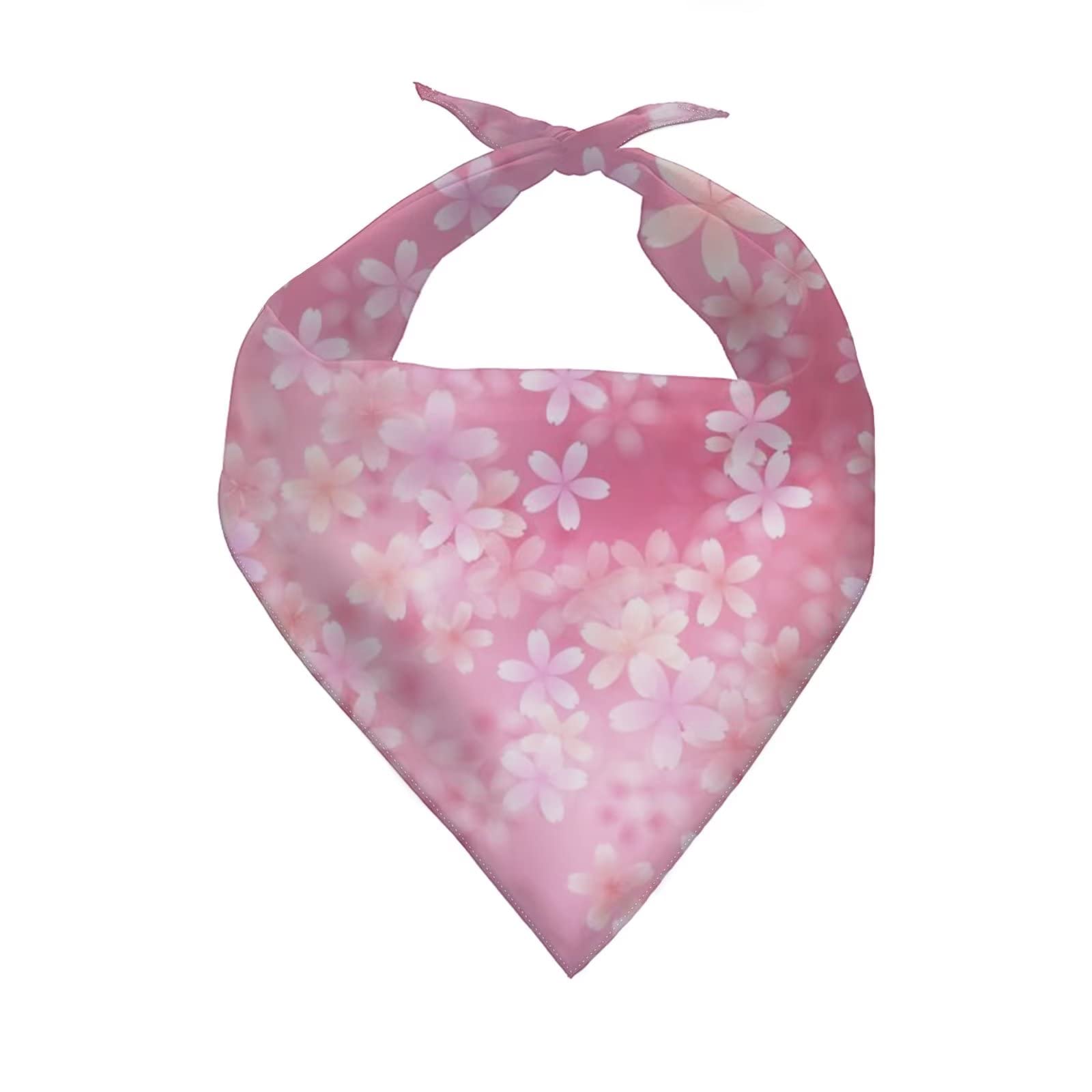 Jeiento Pink Cherry Blossoms Dog Bandanas Girl, Dog Scarf Kerchief Dog Bibs Washable Girl Boy Dog Bandanas Cotton Pet Dog Bandan