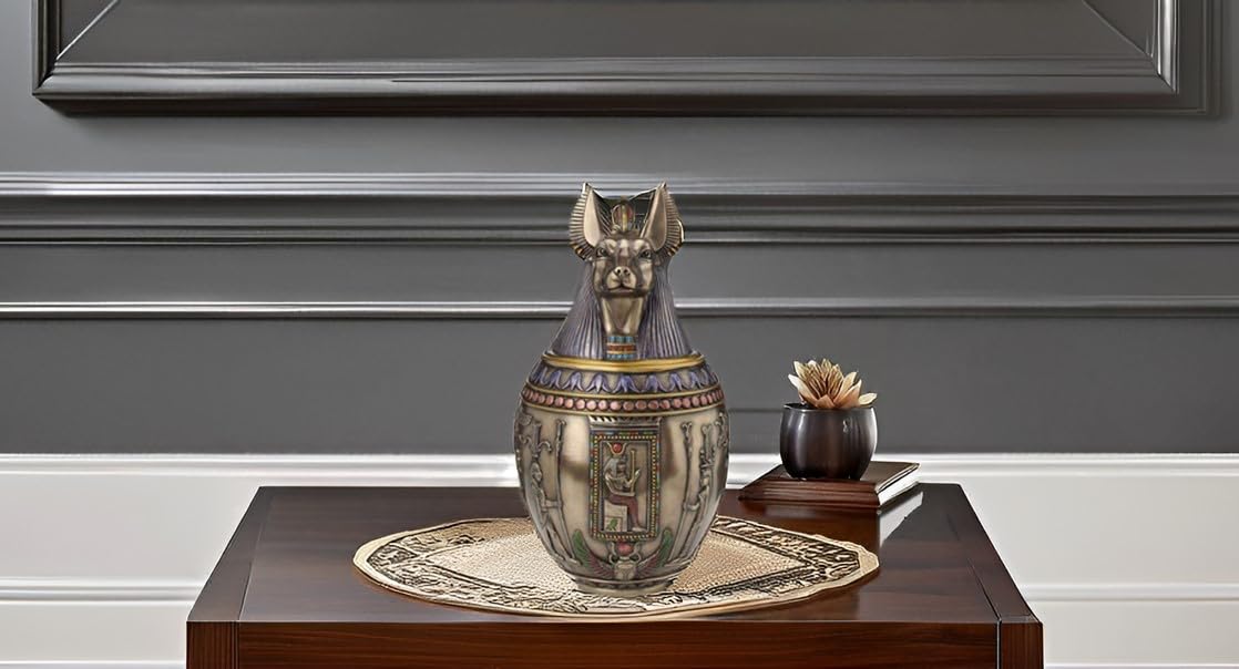 Rare Egyptian Anubis Dog Memorial Urn Canopic Jar
