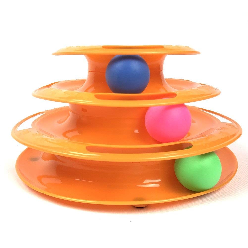 Dog Trust Pet Plastic Anti Slip Mat Roll Ball Colourful 3 Layer Wheels Tower Of Tracks Puzzle Toy Ideal For Playing Cats And Kit