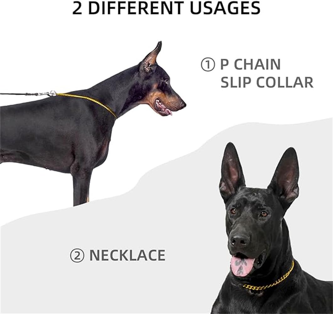 Gold Choke Collar For Dogs,Metal Slip Link Dog Choke Collar Training Heavy Duty Male Boys Dog Choker Chain Female Girls Martinga