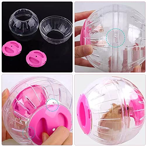 Hamster Exercise Ball Silent Hamster Wheel Small Animals Transparent Ball For Dwar Rat Relieves Boredom And Increases Activity (6 Inch, Pink)